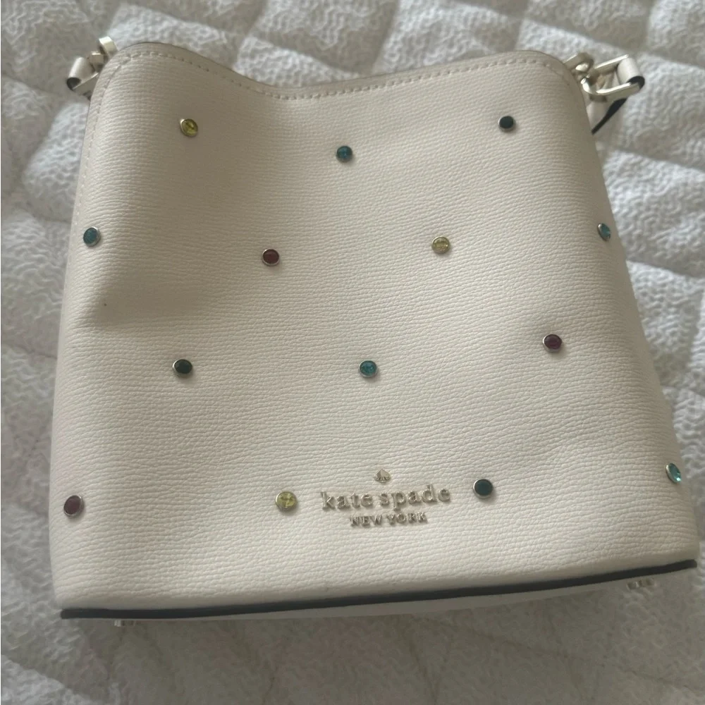 Kate Spade Cream Shoulder Bag with Multicolor Studs - Picture 2 of 5